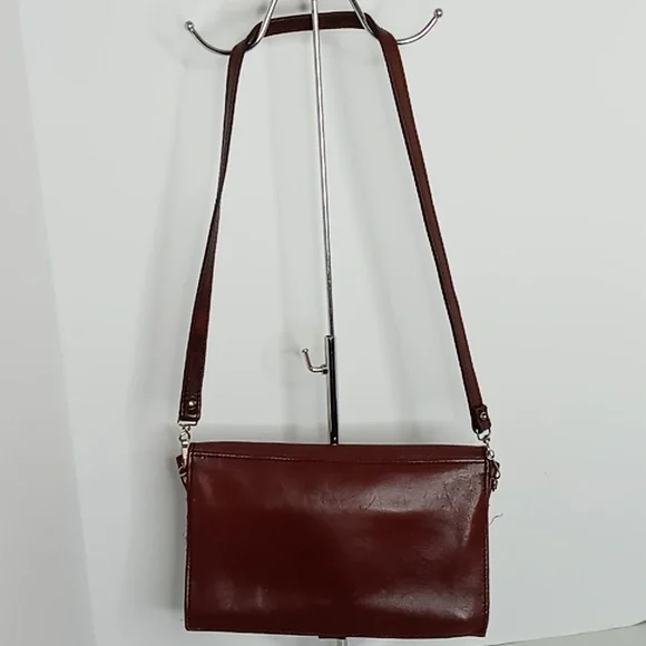 Vintage Passport/Document Leather Crossbody - Brown w/Brass Hardware
